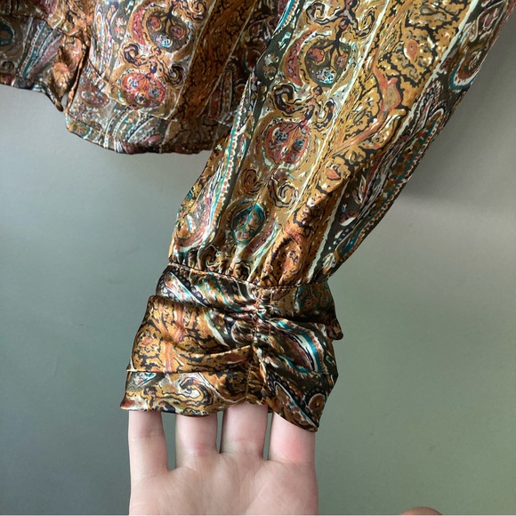 Vintage Nicola Satin Abstract 70's Paisley Print Top 14 - Picture 6 of 9